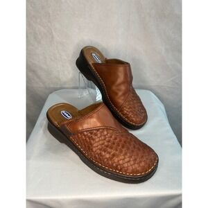 Dr. Scholl's Brown Leather Clog Mule Slip Ons Women's‎ 9.5 Comfort Shoes